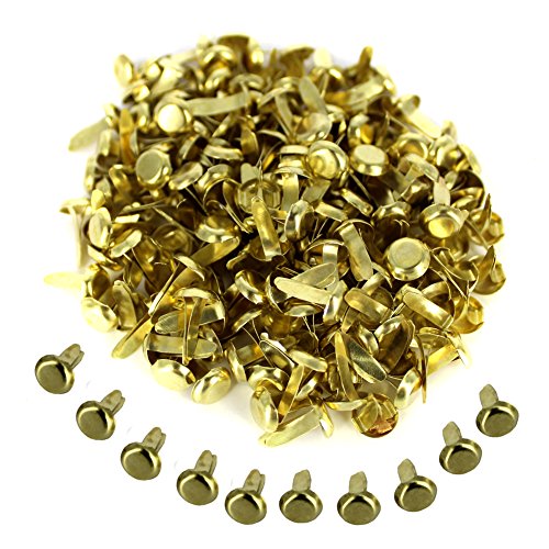 Bestartstore 200Pcs 8mm 1/3" Gold Tone Round Metal Brads Paper Fastener Brads for Scrapbooking Card Making DIY Paper Art Wedding Craft