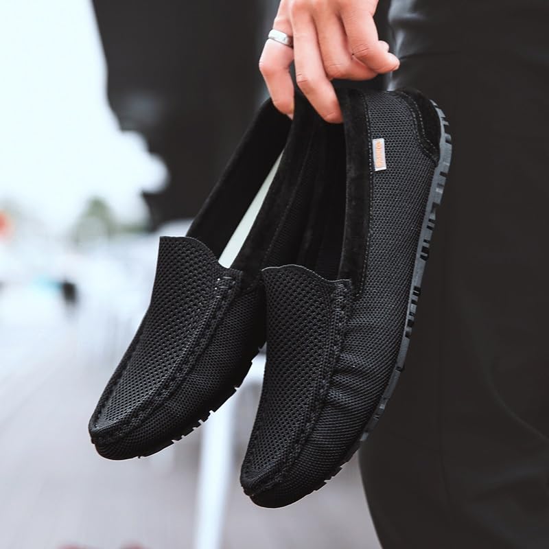Men's Loafers Round Toe Breathable Faux Leather Driving Loafers Comfortable Flat Heel Resistant Outdoor Slip On4