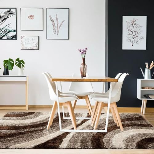 Image of Soft Shaggy Carpet 5x7 Feet - Ultra Plush, Non-Slip, High Pile 2 Inch Microfiber Rug for Bedroom, Living Room, Kids Room & Office - Modern Cozy Floor D�cor (Beige Brown C)