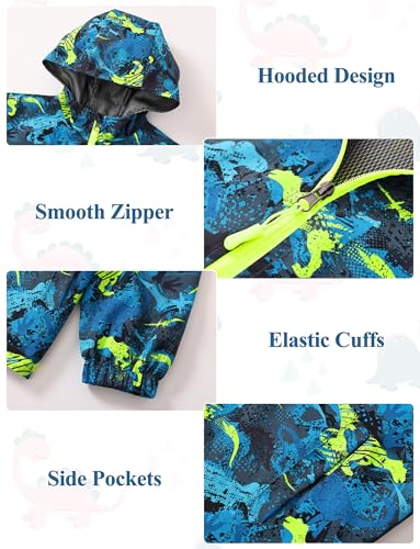 SEAUR Boys Hooded Rain Jacket Lightweight Waterproof Mech Lined Raincoats for Kids Outdoor Windbreaker Jackets4