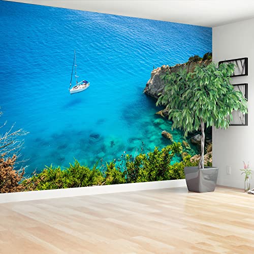 Papier peint auto-adhésif yacht 152x104cm pour masquer un mur abîmé sans colle