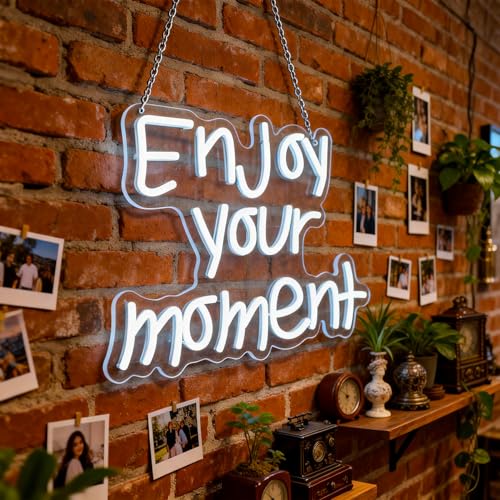 Image of Enjoy Your Moment Neon Sign Led Neon Lights Signs for Wall Decor USB Powered Led for Room Decoration Home Game Room Bar Party Decor