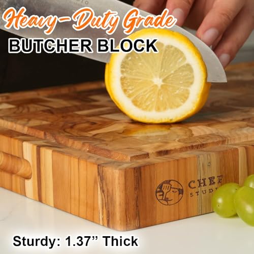 Tabla de cortar de madera de teca grande, rectangular miniatura 3
