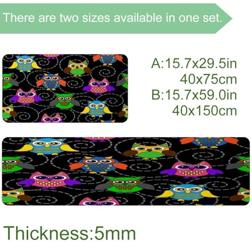 Tapis de cuisine antidérapants lot de 2 lavables et absorbants design hiboux - 4