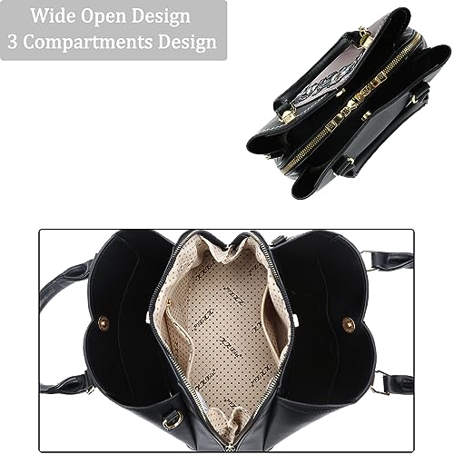 Image of KKXIU Triple Compartments Purses and Handbags for Women Fashion Ladies Satchel Shoulder Top Handle Bag