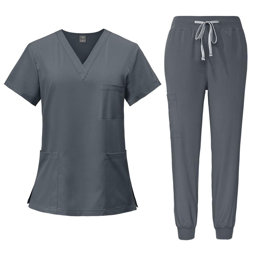 Mundury unisex zestaw medyczny mundur dekolt w serek peeling top i spodnie do joggingu