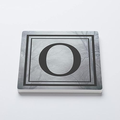 Miniatura 2 de O - Letra del alfabeto de árbol gótico, decoración del hogar Joyride, posavasos de cerámica individual, posavasos cuadrado individual de 4 pulgadas,