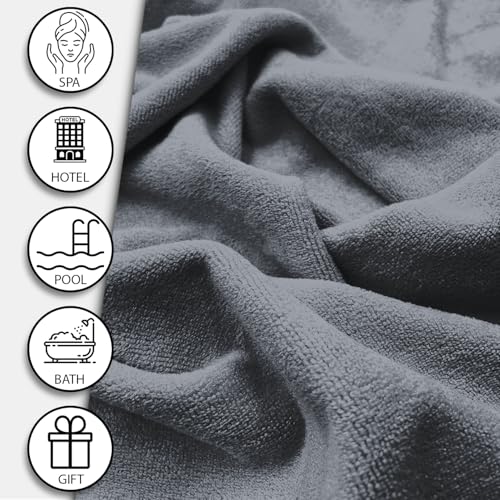 Image of Sassoon Venir Microfiber Bath Wrap Towel with Slippers for Women (Pack of 1) - Stormdust Color,450 tc