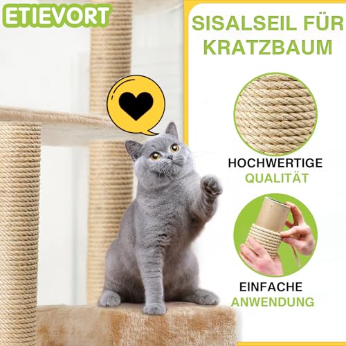 Sisalseil für Kratzbaum, 6MM X 60M Sisalseil, Sisal Kratzbaum Schnur für Katzen, Kratzseil, Haushalt, Garten, DIY, Dekoration