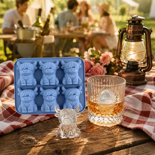 Molde de silicona 3D vaca Highland para cubos de hielo miniatura 7