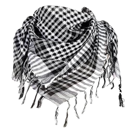 OMCGG Keffieh Foulard Palestinien 100 x 100 cm, Écharpe Palestine Polyvalente à la Souple Cheche Palestine Arafat Militaire Tactique Arabe du Désert Bandana de Cou...