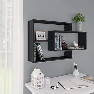 LLEZKBR Estantería de pared y repisas, color negro, 104 x 20 x 58,5 cm, madera de ingeniería