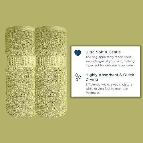 Image of Sulfar 100% Combed Cotton, Quick Drying Highly Absorbent Thick Bathroom Towels, Luxury Bath Towel Set (Pack of 2, 70 X 140 cm) - 600 GSM (Misty Green)