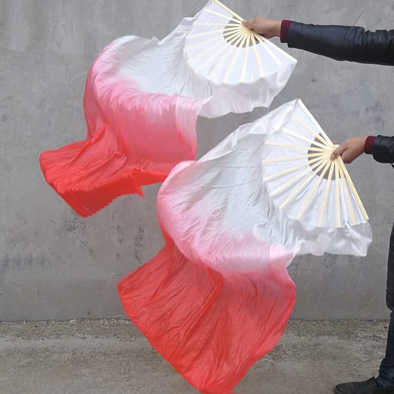 Éventail Danse Orientale BOEYAA 150cm - Soie Dégradé Rose/Blanc - Danse Du Ventre, Scène