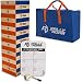 Rally and Roar Toppling Tower - Giant Tumbling Timbers Game – 2.5 feet Tall (Build to Over 5 feet) Premium Wood Version - for Adults, Kids, Family – Stacking Blocks Set w/Canvas Bag