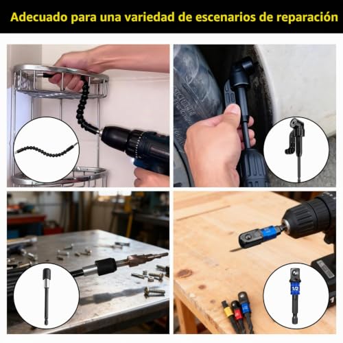 Miniatura 7 de 23 Piezas105 Eje Flexible Atornillador Juego Con Extensor Flexible Y Accesorios Taladro Puntas Llave Prolongador Y Otros Para Reparación Mantenimiento Diy Y Mejoras Del Hogar