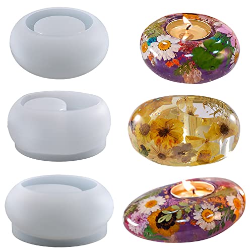 3er Set Blumentöpfe Silikonform Runde, DIY Teelichthalter Epoxidharz Formen Kerzen Teelichter Kugel Kerzenständer Silikonform Schmuckständer Gießform Epoxidharz Casting für Blumentopf Seifen Kerzen