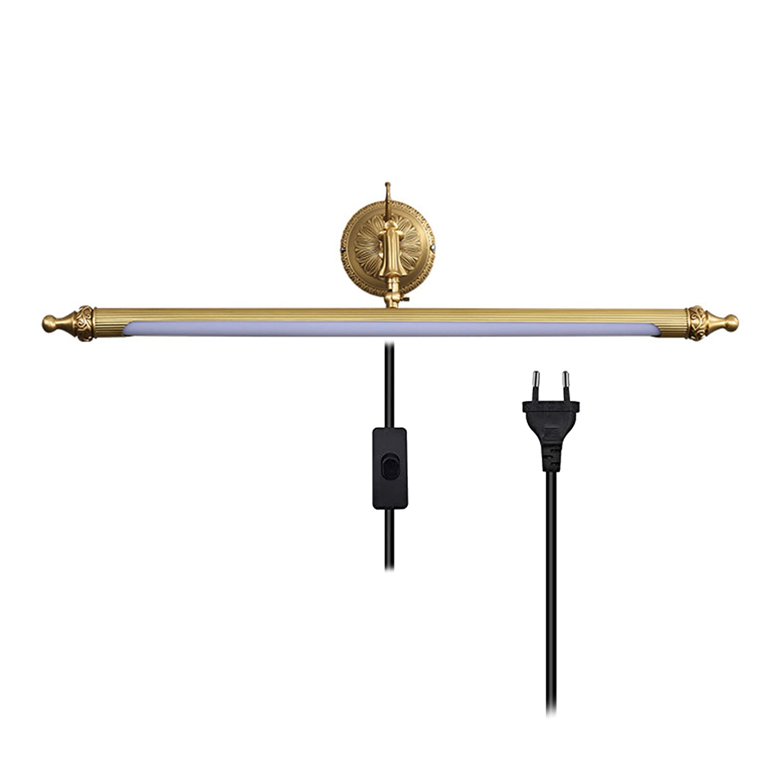 Lampa łazienkowa retro lustro LED z wtyczką i kablem, vintage mosiężna lampa łazienkowa z przełącznikiem Antyczna lampa ścienna łazienkowa IP44 regulowana lampa do makijażu toaletowego 3000K