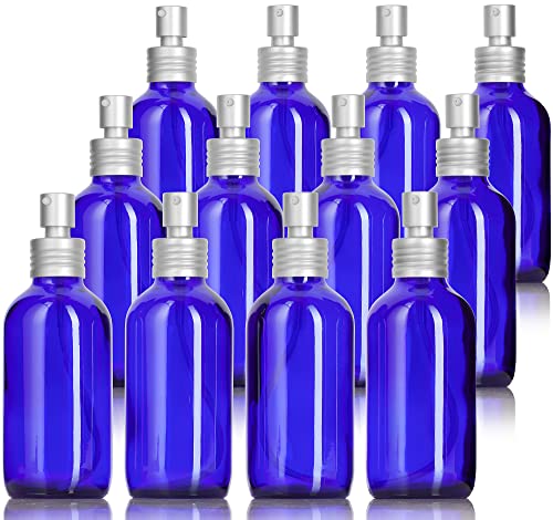 Boston runde Flasche mit Metall-Aluminium-Behandlungspumpe, 12 Stück, Coblaltblau Cover
