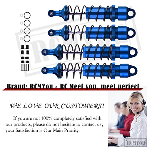 Rcmyou Rc Shocks Absorber Damper Upgrades Part For 1/8 Sledge 4Wd #95076-4,4Pcs Alloy Front Rear Big Bore Full Metal Adjustable Rc Shock Absorber,Navy Blue #TOP6