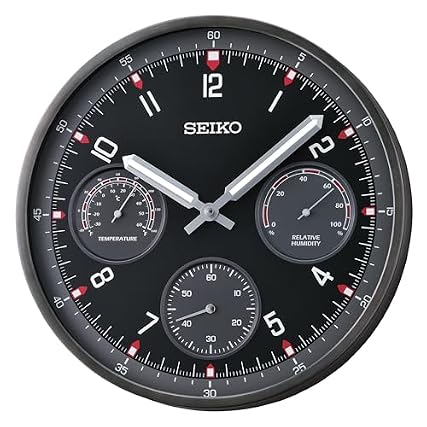SEIKO Shelby Non Ticking Wall Clock, Black SEIKO Shelby Non Ticking Wall Clock, Black, 13 Inch product image