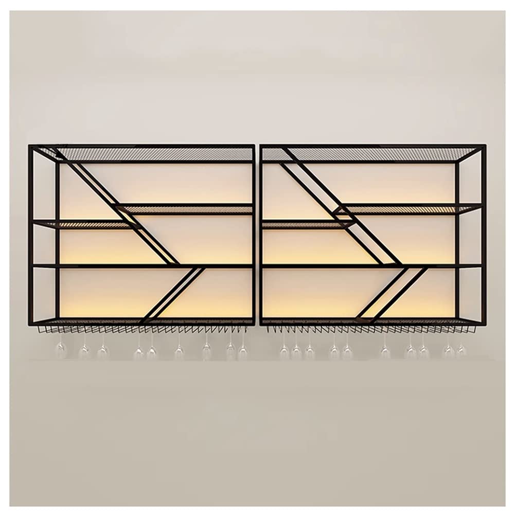 Botellero para colgar en la pared, estante de metal luminoso para cocina y comedor, fácil de instalar, decoración retro, perfecto para botellas de vino y enfriadores de vino