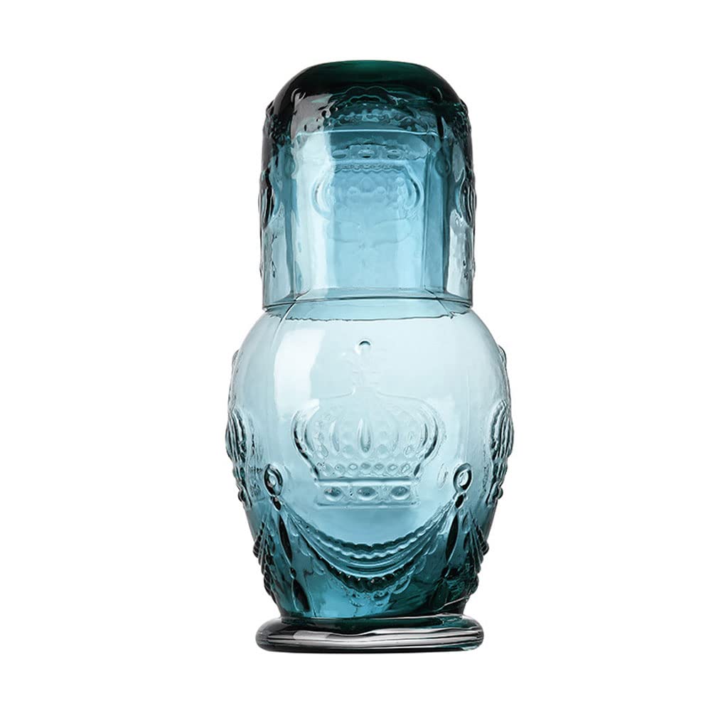 HASMI Wasserkaraffe für den Nachttisch Retro-geprägtes Kronenglas, kalter Wasserkocher, Nachtwasserkaraffe mit Tumbler, Gläser, Tassen-Set, Flasche, Teetasse, Saft, Getränk, Topf, Krug