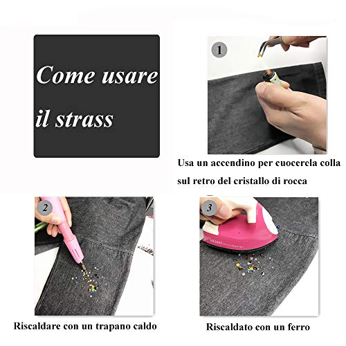 2000pz Strass di Vetro Termoadesivi per Tessuti