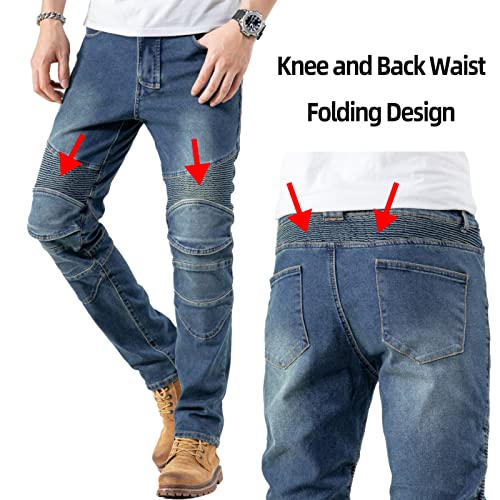 Ctbqitom Men'S Motorcycle Pants Motocross Riding Jeans Adventure Trousers Motorbike Pants With Knee And Hip Ce Armor Protector Pads  thumb #2
