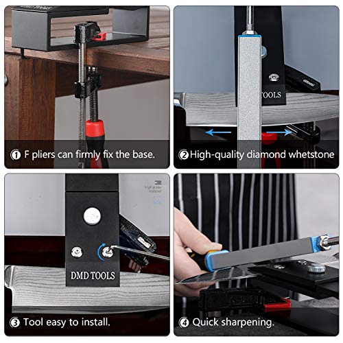 | DMD TOOLS Professional Fix Angle Knife sharpener | Guide Sharpening System | Pro Sharpening Tool | Sharpening Kit | Aluminum Body With 4 Grit Sharpening Stone