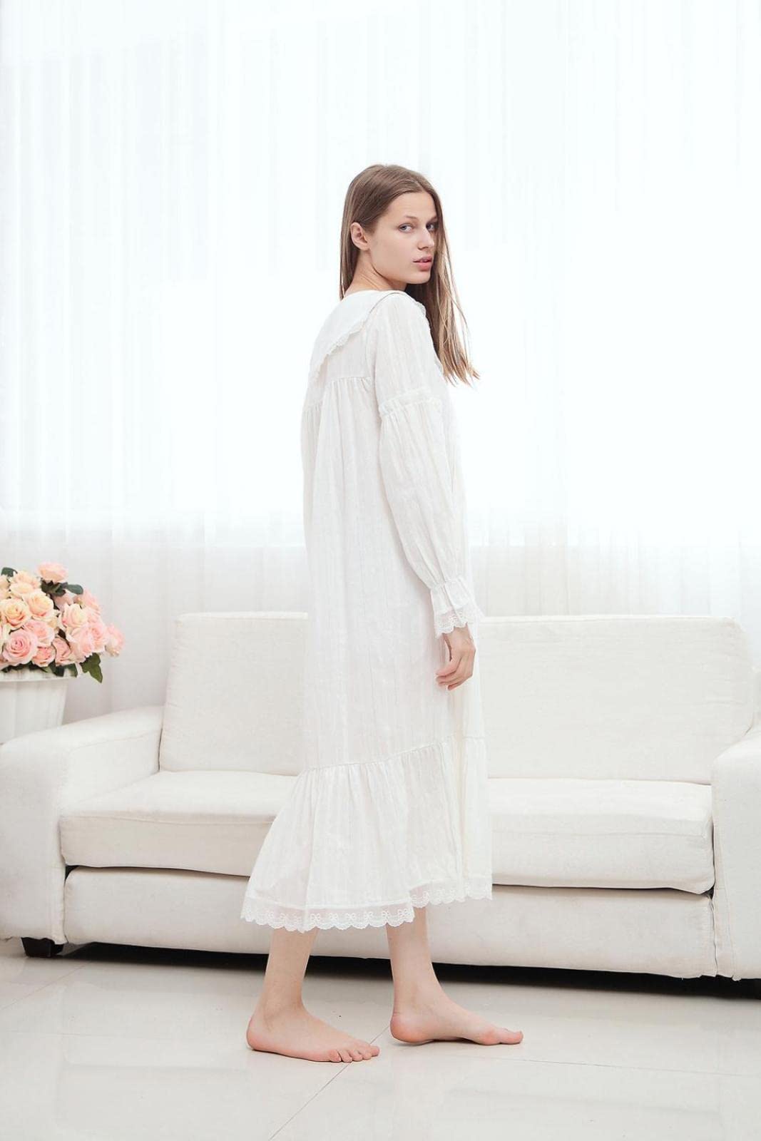 YAROVA Damen Nachthemden - Elegantes Nachthemd Nachthemd Vintage Prinzessin Nachtwäsche Lange Ärmel Homewear Damen Frühling Herbst Loungewear Lässig Einfacher Pyjama