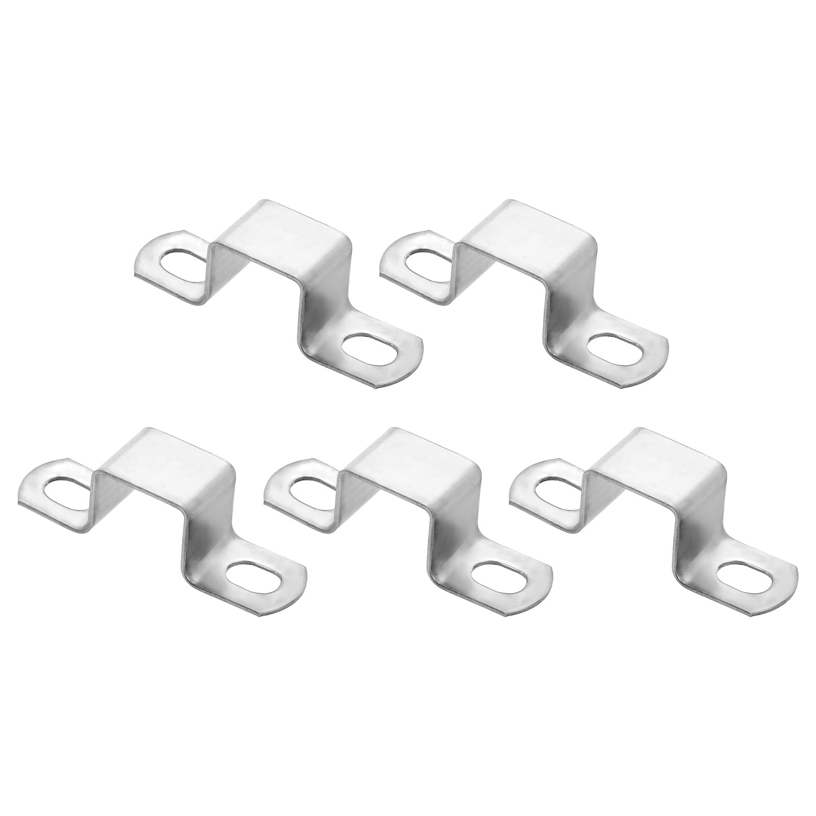 sourcing map 5pcs Square Pipe Clamp 20x20mm 304 Stainless Steel Square Tube Buckle U Shaped Tube Clamp Strut Connector for Pipe Hose Cable, Silver
