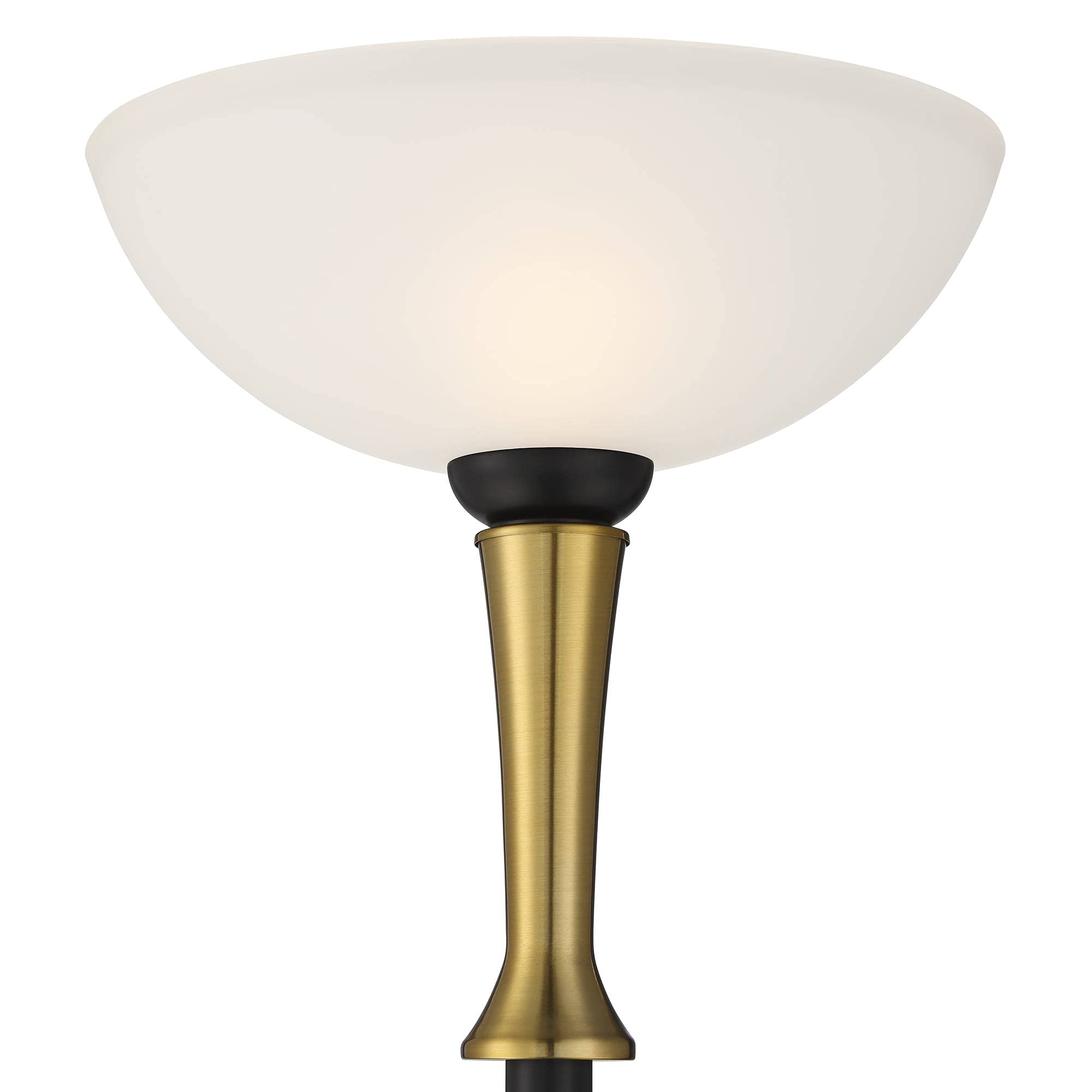 Possini Euro Medbury 61.5" Tall Brass Floor Lamp - Modern Dome Shade With Pull Chain, Faux Marble Base