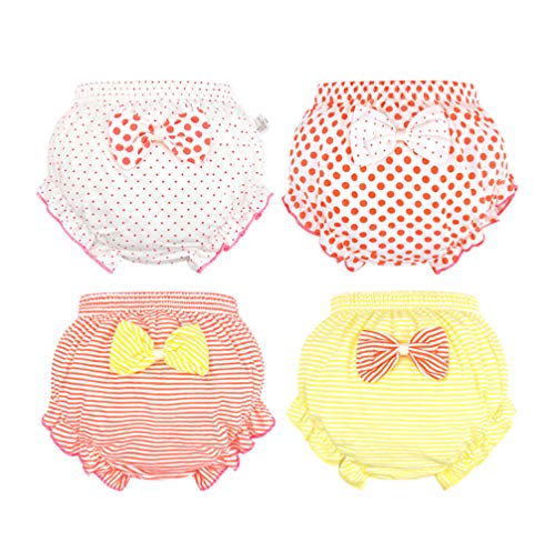 Limi Baby Girl's Underwear Cotton Bloomers Diaper Covers Briefs Toddler Underpants 4-Pack with Bow Ruffle (80/12M)