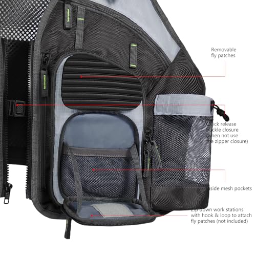 BASSDASH Fishing Vest Adjustable for Men and Women, for Fly Bass Boat Fishing4