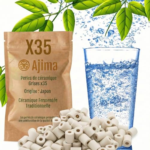Ajima 35 Perles de Céramique Grises Fermentées – Filtre à Eau Naturel Anti-Calcaire pour Carafe, Bouilloire, Gourde, Lave-Linge – Purification et...
