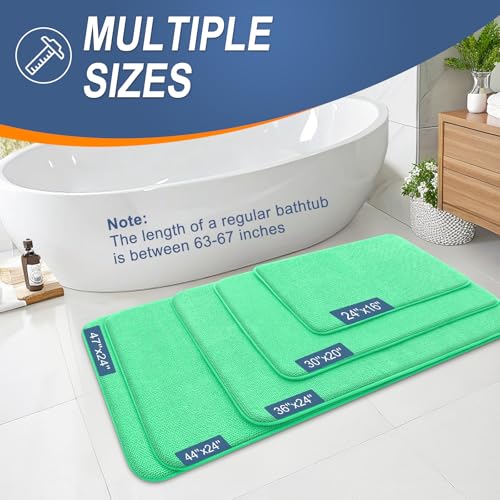 Image of OLANLY Thick Memory Foam Small Bathroom Rugs 24x16, Extra Soft Absorbent Bath Rug, Quick Dry Bath Mats, Non-Slip, Machine Washable Mat for Bathroom, Tub and Shower, Home Decor Accessories, Mint Green