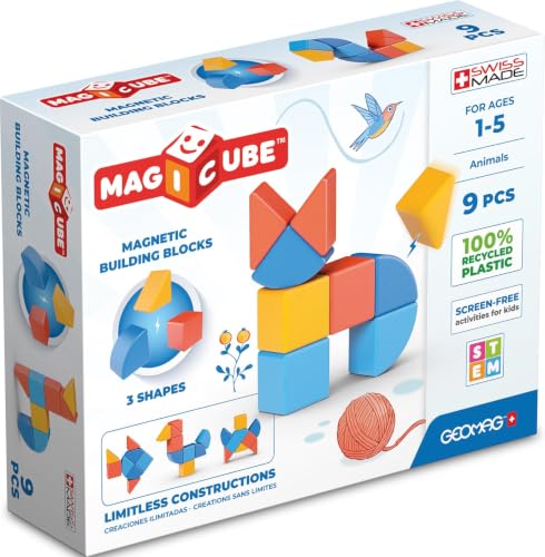 Geomag - Magicube 1+ Formen - Magnetische Blöcke für Kinder - 3 Farben und Formen - 9 Würfel - 1-5 Jahre - 100% Recyceltes Plastik – Ansicht 1