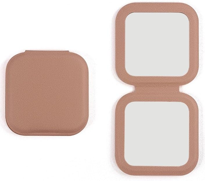 Foldable Makeup Mirror | Square Glass Pocket Mirror for Women Men Girls | Portable Vanity Mirror for Handbag Purse | Compact Framed Tabletop Mount Travel Makeup Mirror | PU Leather Mirror-image-34