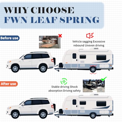 FWN Trailer Leaf Spring, 4 Leaf Trailer Axle Springs 2250lb, 25-5/25