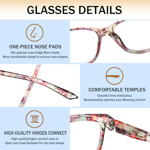 Image of SIGVAN Ladies Reading Glasses Blue Light Blocking Spring Hinge Fashion Pattern Print Eyeglasses for Women