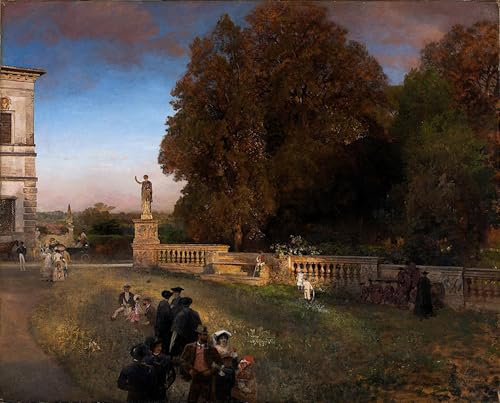 Tableau dans le parc de la villa d'Oswald Achenbach toile 60x90cm