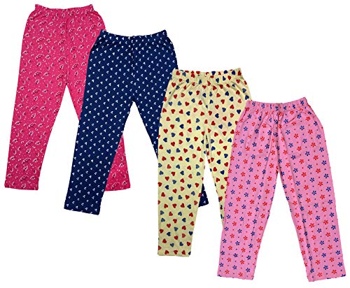 Image of IndiWeaves Regular Fit Pure Cotton Pajama Pants with All Over Print for Girls (Multicolor Designs)(Pack of 4)