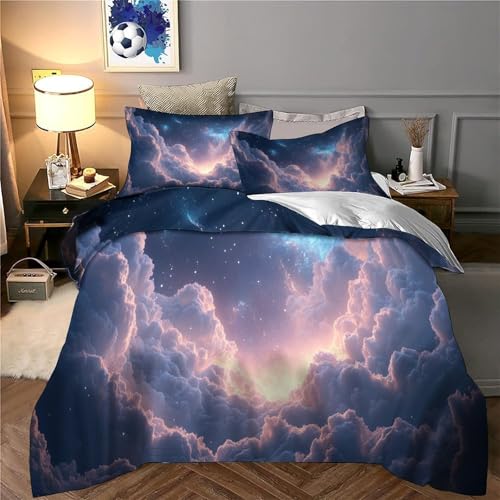 Housse de couette 3D nuages cosmiques en microfibre de qualité