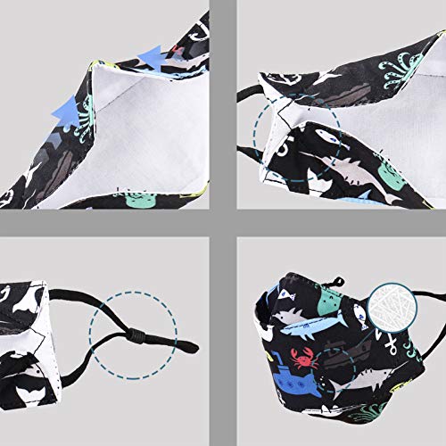 Reusable Kids Face Mask Washable Cloth Black 4 Pcs Usa Designs Funny Breathable Dinosaurs Fish Rockets Space Camo Camo Gifts Adjustable Nose Wire Bridge Strip Facial Fersonal #TOP2