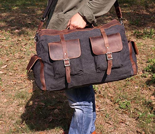 IBLUE Travel Duffel Bags For Men Women Waterproof Canvas Outdoor Sport Handbag With Wet Pocket Shoulder Strap, D1094 (A1, 21in)4