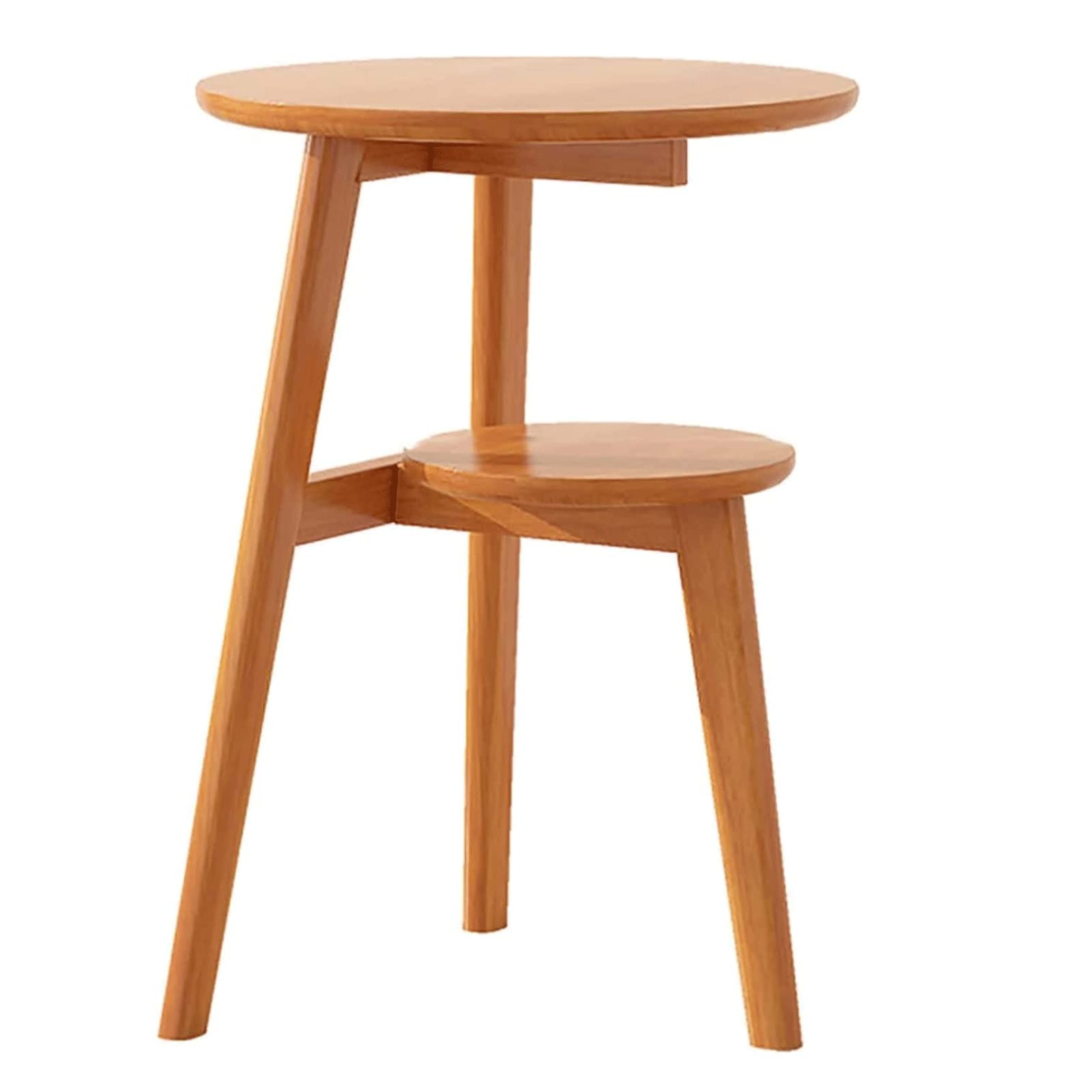Photo 1 of Best End Table 2 Tiers Coffee Table Round Solid Wood End Table Retro Sofa Table Living Room Side Table for Cafe Center Table Fashion Furniture Wood Color