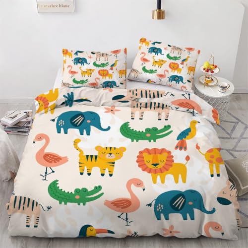 Parure de lit microfibre douce infroissable ensemble housse de couette animaux