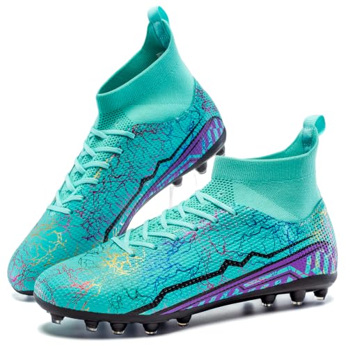 Image of Soccer Cleats Mens High Tops Football Cleats Professional Athletic | soft breathable synthetic leather,anti-slip studded outsole,training and competition cleats men