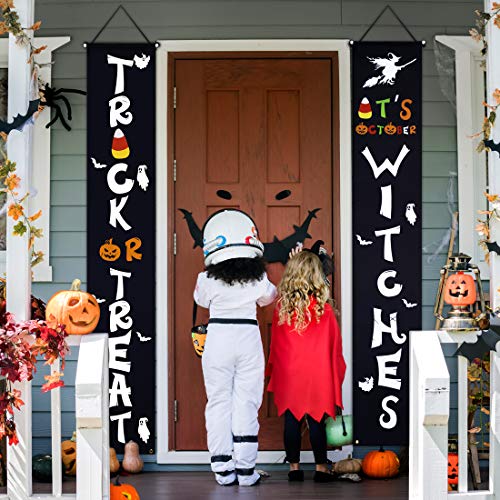 DMIGHT Halloween Decorations Outdoor,Trick or Treat & It's October Witches Halloween Signs for Front Door or Indoor Home Decor,Durable Halloween Outside Decorations. - Thumbnail 6